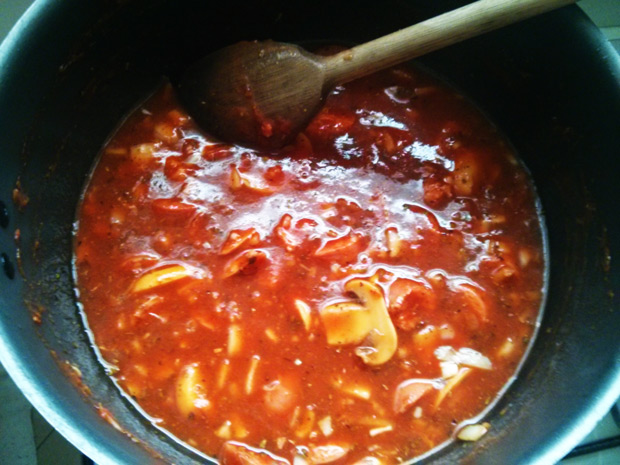 Ingredientes com o caldo de legumes